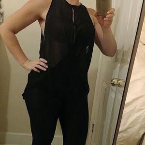SHEER, Drapy open black top